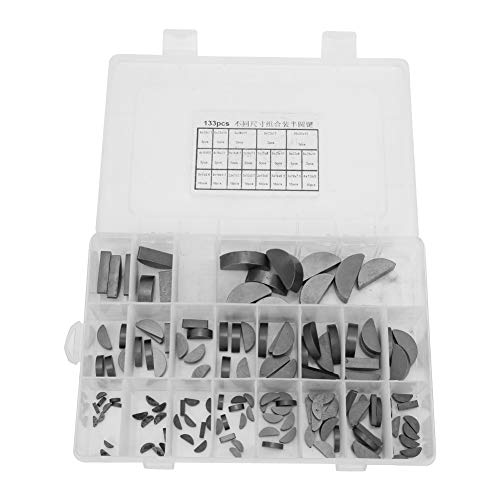 135 pièces 21 types de kit d'assortiment de clés Woodruff, kit d'assortiment de matériel de clé de manivelle de poulie de volant d'inertie demi-lune, avec...