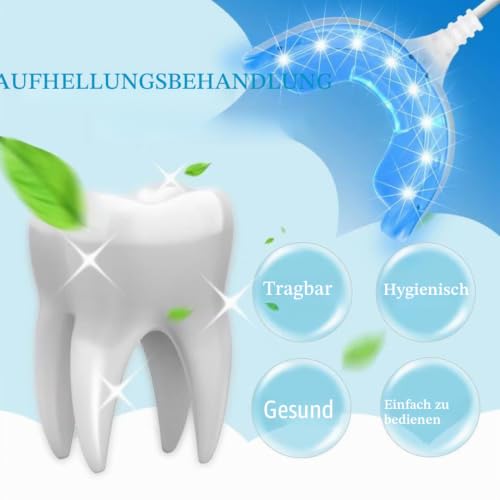 FiTspi Zahnaufhellung Beschleunigungslicht, 16 blaue LED Licht Mundpflege Tablett, Tragbare Whitening Enhancement Lampe Gel Kaltlicht Zahnvergilbung Entfernung Kompatibel mit iOS/Android/USB