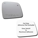 Mirror Glass + Full Size Adhesive Pad for 2011-2021 Jeep Grand Cherokee Passenger Side Replacement -...