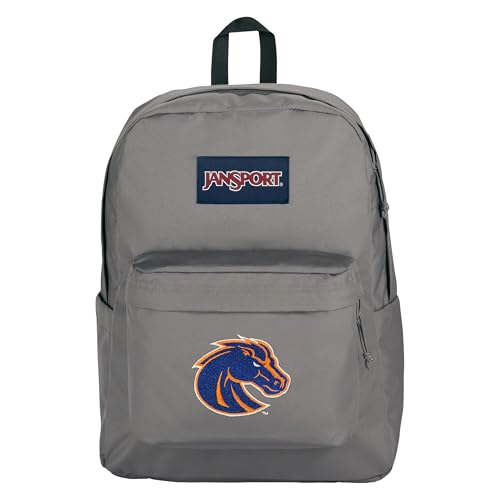 Image of JanSport NCAA Officially Licensed Backpack, Boise St Broncos, Superbreak Plus with Padded 15'' Laptop Sleeve, Spacious Computer Bag for Men & Women, Durable Daypack with Bottle Pocket, Graphite Grey