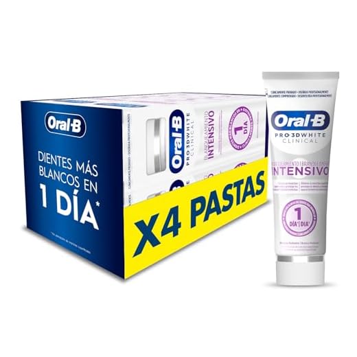 Oral-B Pro 3D White Clinical Blanqueamiento Intensivo Pasta De Dientes Blanqueadora, Elimina Las Manchas Superficiales, Dentífrico Blanqueante Con Sabor a Menta Siempreverde, 75 ml (Paquete de 4)