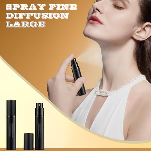 5ml Perfume Atomizer Travel Refillable,Mini Cologne Dispenser, Bottom-Filling Fragrances Perfumes Bottle,Portable Sprayer Pocket Size for Women Men Cruise Car Trip Gift 2pcs (black-grey)3