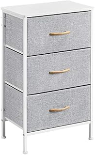 Yaheetech Chest of Drawers, 3 Drawers Fabric Storage Dresser Organizer Unit, Closet Organizer Furniture with Metal Frame for Living Room Bedroom Hallway, Light Gray and White, 45 x 30 x 76 cm