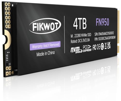 Image of Fikwot FN950 4TB NVMe SSD PCIe Gen4x4 M.2 2280,Read Up to 5000MB /s, Configure SLC Cache, Internal Solid State Drive for PS5 Laptop Desktop