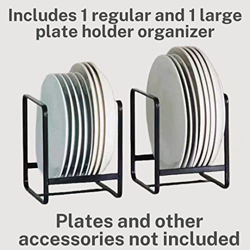 Asters Charming Plate Organizer For Cabinet, Plate Holder, Metal Vertical Dish Storage Drying Rack For Cupboard Or Kitchen Countertop, 2 Holders (1 Regular 1 Large) #TOP6