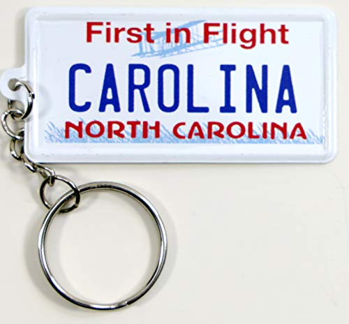 World By Shotglass North Carolina License Plate Aluminum Ultra-Slim Rectangular Souvenir Keychain 2.5