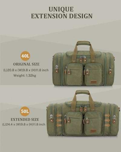 Image of Gonex Duffle Bag for Travel, Expandable 50L Overnight Weekender Gym Bag