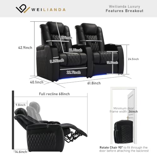 Image of Weilianda Home Theater Seating, Top Grain Leather Movie Theater Chair