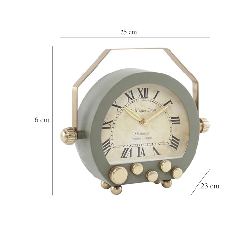 Image of Decor de Maison Brings Handcrafted Seraphic Marble Timepiece Table Clock for Home, Room, Office, Shelves Decor | Classic Non-Ticking Tabletop Battery Operated Analog Desk Clock (Green, Table Clock)