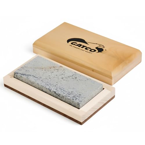 Bear & Son 4 Sharpening and Honing Stone 100% Natural Soft Arkansas Whetstone with Wood Storage Box 2 X 4 X 0.5 (80040)
