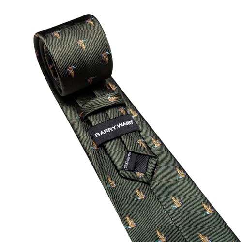Image of Barry.Wang Silk Ties for Men Fun Necktie and Tie Clip Set for Wedding Party Business Formal Extra Long