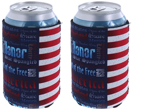 Kolder Patriotic American USA Can Bottle Neoprene Beverage Huggie Holders … (Glory Flag - Can Kaddy 2-Pack)