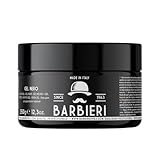 Barbieri Since 1963 - Gel Nero Capelli Uomo 350g – Black Gel con Carbone Vegetale - Fissaggio Forte Lunga Durata – Copre Capelli Grigi e Bianchi – Styling Professionale Profumato - Made in Italy