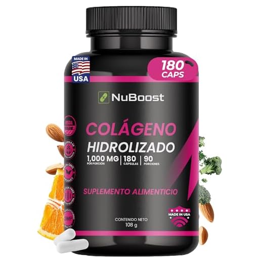 Nuboost - Colageno Hidrolizado Puro -180 cáps de 600 mg - Collagen Peptides, Péptidos de Colágeno, Biotina y Colageno, Colágeno Tipo 2 - Made in USA