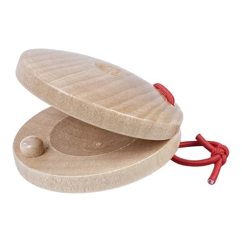 Sarini 4Pcs Wooden Castanets Finger Clackers Clappers Education Clappers Percussion Instruments Mini Clap - Image 2