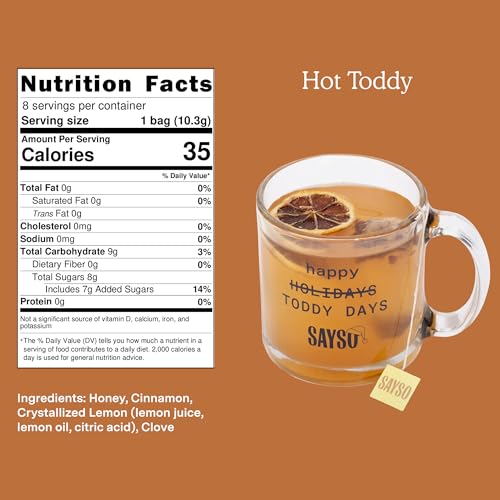Image of SAYSO Hot Toddy Gift Box | Includes Dehydrated Lemon Slices for Garnish | Craft Cocktail or Mocktail in 1 Min, Just Add Water + Spirits