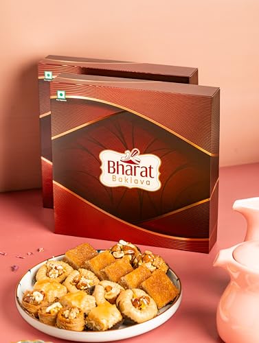 Image of Bharat Baklava Assorted Gift Box 350g | Cashew & Almond Tart, Simsimia, Finger Baklava | Premium Festive Sweets for Any Occasion