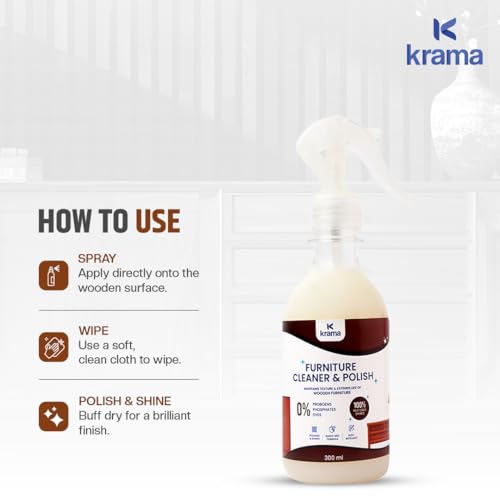 Image of Krama Cleaner & Polish Spray 900ml | Multipurpose Surface & Laminate Cleaner | Maintain 100% Shine | Wooden Furniture Cleaner Solution Like Desk,Chair,Tables Etc | Combo Pack 300Ml Each (900ml)