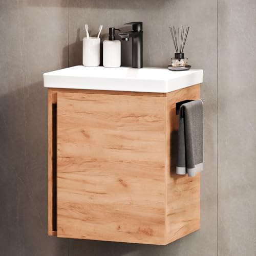 Planetmöbel Waschtisch mit Unterschrank 50 cm inkl. Waschtischarmatur schwarz, Badmöbel Set mit...