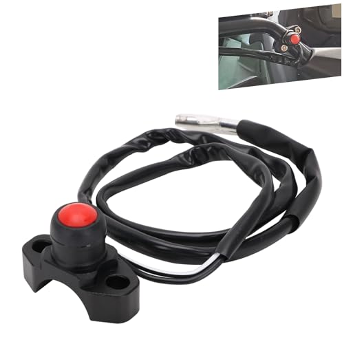 JFG RACING CNC Universal Motorcycle Engine Stop Start Kill Switch Button Dirt Pit Bike Quad (Black)
