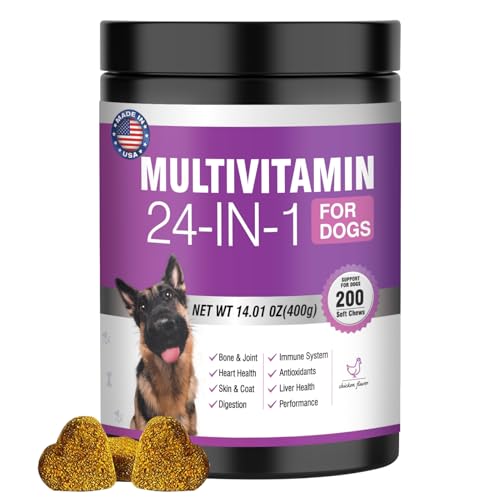 Dog-Multivitamin-Chewable-200-Ct-Dog-Vitamins-and-Supplements-Containing-Chondroitin-Omega-Probiotics-Glucosamine-for-Dogs-Skin-and-Coat-Hip-Joint-Heart-Liver-Brain-Eyes-Suitable-for-all-dogs