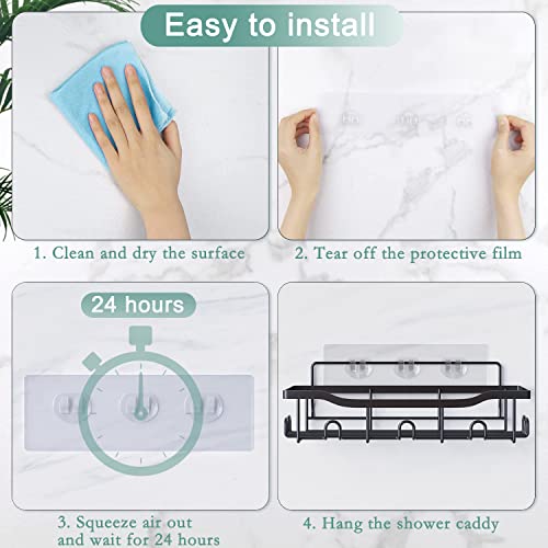 Gaclibl Shower Shelves For Inside Shower, Adhesive Shower Caddy 3 Pack Shower Organizer Wall Suction Shower Shampoo Holder, Shower Storage Rack Basket Shelf For Bath Bathtub Bathroom Restroom, Black #TOP2