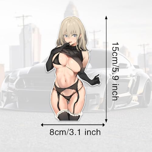 2pcs Anime Girl Vinyl Car Decal 3.15"x5.91", Stylish Manga Character Sticker for Car, Laptop, Window, Weathproof & Durable Decal |#DM03
