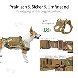 Roujune No-Pull Hundegeschirr, Einstellbar Sicherheitsgeschirr Ultra Atmungsaktiv für Große/Mittlere Hunde Brustgeschirr Hundeharness Hundeweste Tarnfarbe Größe L