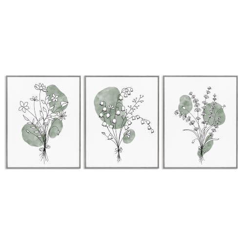 Boho Floral Herb Bunches Cottage, 11 x 14 Inch Framed Giclée Print Set