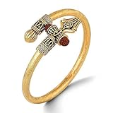 Rudraksha Om Damru Trishul Cuff Bracelet for Men's Bahubali Kada,Indian Traditional Kada/cuff Bracelet (Golden)