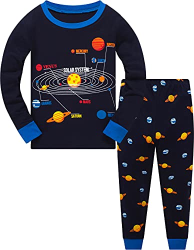 Little Boy Space Pajama Set 100% Cotton Dinosaur Sleepwear Long Sleeve Pjs 3-7T