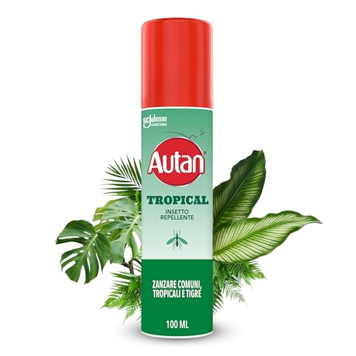 Autan Tropical Spray Antizanzare, Repellente Zanzare Azione Protettiva Duratura, Fino a 8h di protezione, Adatto a Viaggi in Luoghi Tropicali, Efficace contro Virus West Nile, 1 Conf. da 100ml