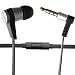 Single Earbud Stereo-to-Mono Headphone w/Mic (Black/Silver), Aluminum with Rubberized Ribbon Cable