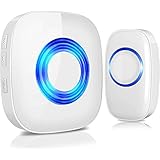 ワイヤレス ドアベル 無線 呼び鈴 インターホン 58メロディー・5段階音量・ミュート対応 最大400m範囲 LEDフラッシュ 防水タイプ 送信機1個 受信機1個