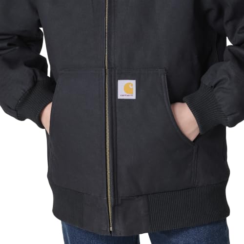 Image of Carhartt Boys' Flannel-Lined Hooded Canvas Insulated Zip-Up Jacket