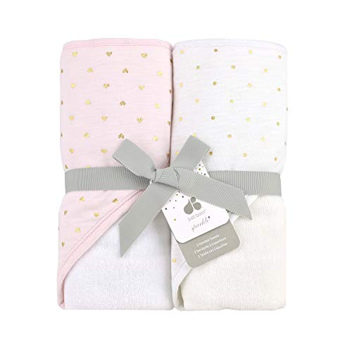 Just Born Boys and Girls Newborn Infant Baby Toddler 2-Pack Hooded Bath Towel Set, Pink, One Size