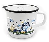 Inhalt 1,0 l Krüger 4142 Milchtopf Gänseglück 14 cm, Emaille, 1.5 liters, mehrfarbig
