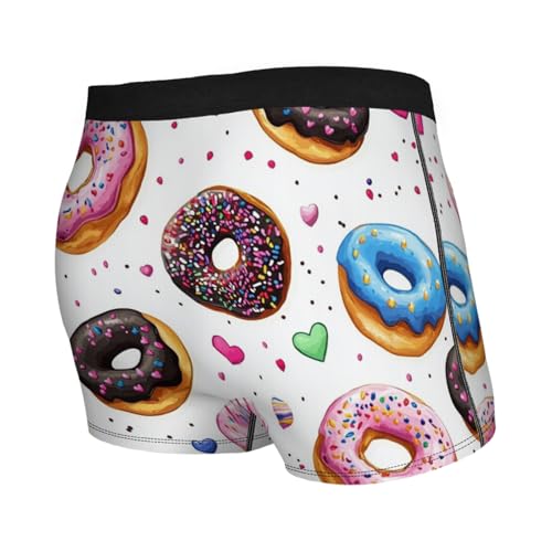 Men's Underwear Colorful Donuts and Hearts on White Boxer Briefs Breathable Comfortable2