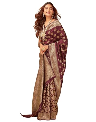 Image of SIRIL Women's Banarasi Soft Silk Saree Pure Silk with Unstitched Blouse Piece