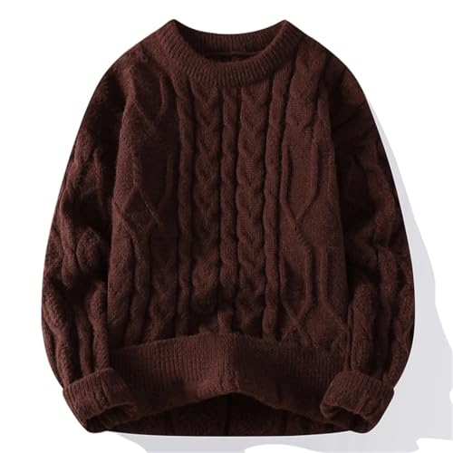 Men Winter Loose Warm Knit Sweater O-Neck Casual Knitted Pullovers3