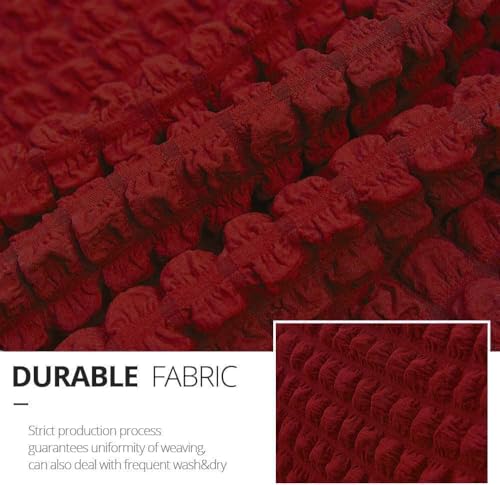 Image of Bails Sofa Cover 3 Seater Fully Covered | Turkish Elastic Sofa Cover | Sofa Cover 3Seater | Universal Elastic Bubble Fabric with Frill Sofa Protector Cover (Red, 3 Seater)