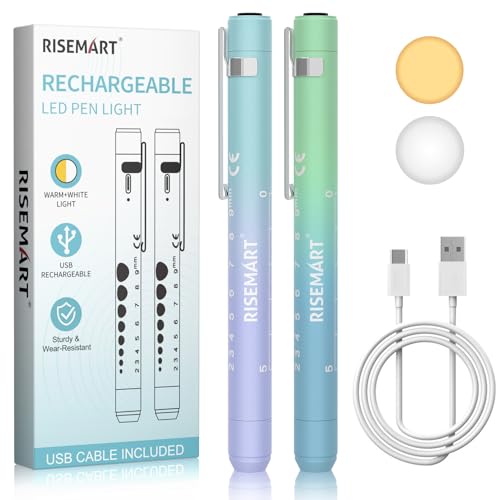 Image of 2Packs Rechargeable Pen Light for Nurses and Doctors Reusable LED Penlight
