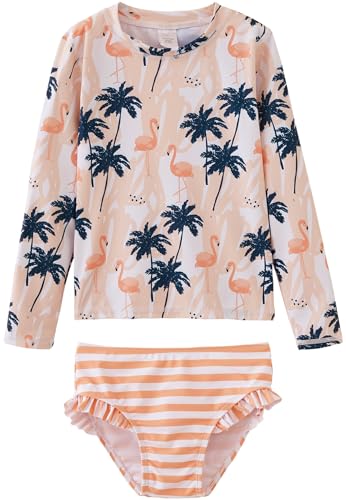 Image of UMELOK Toddler and Little Girls Rash Guard Sets with Bikini Bottoms Swimwear
