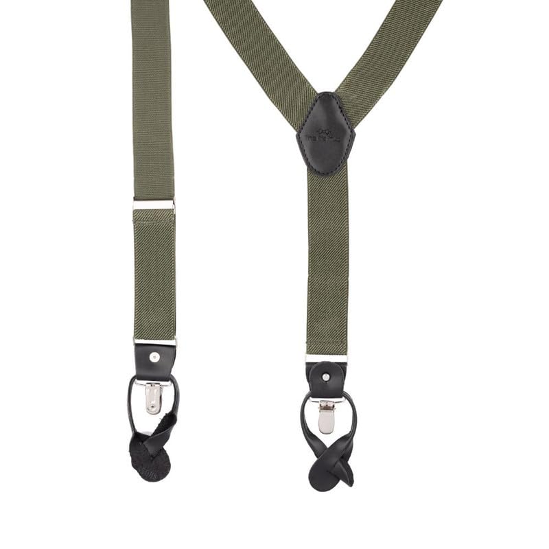 Image of The Tie Hub Button Suspenders for Men | Gentry Button-On Y-Back Elastic Braces | Adjustable 1.25 Inch | Formal Wedding