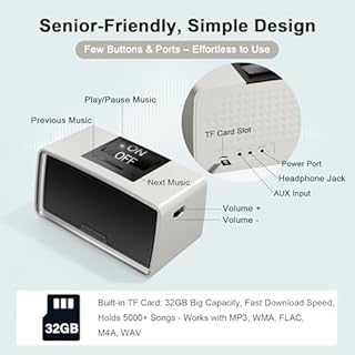 VigorKeeper Simple Music Player for Dementia Alzheimer's Seniors, Easy-to-Use Audiobook Player for Elderly Parents, Large On/Off Button, Plug-and-Play, One-Touch Play, Loud Sound, 32GB TF Card
