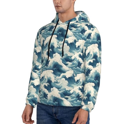 Hoodies For Men - Blue Waves A Print Long Sleeve Casual Men'S Hoodies & Sweatshirts Pullover With Pocket3