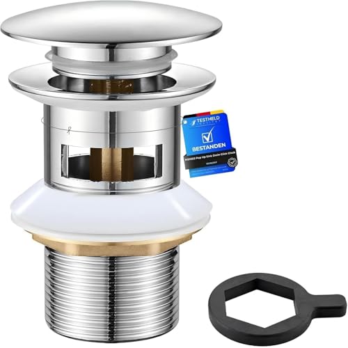 Ibergrif Bonde de Lavabo avec Trop-Plein – Bouchon Clic-Clac Universel 1