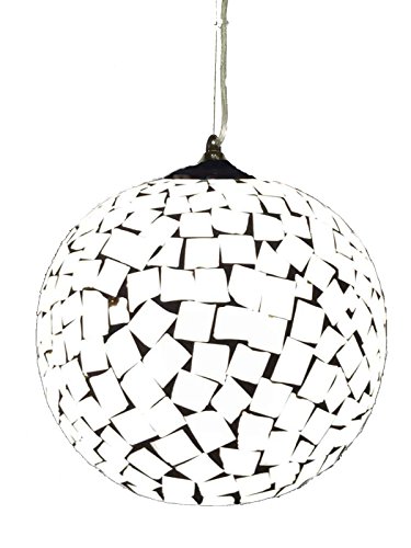 Lámpara bola cristal mosaico acabado blanco de 30cm de diámetro