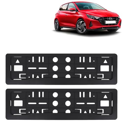 Image of KINGSWAY I20 Car Number Plate Frames for All 2020 Onwards Models of Hyundai Car Registration Plate Holders, Black Licence Plate Covers (Front and Rear), Universal Size 51.5 x 14.5 cm