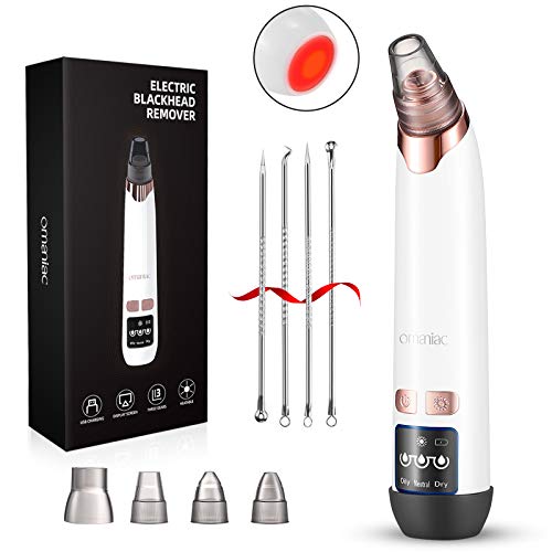 OMANIAC Blackhead Remover Vacuum Electric Blackhead Vacuum Cleaner Rechargeable Blackhead Remover Tool Hot Compress Kit with 4 Suction Probes and 4 Acne Removal Tool